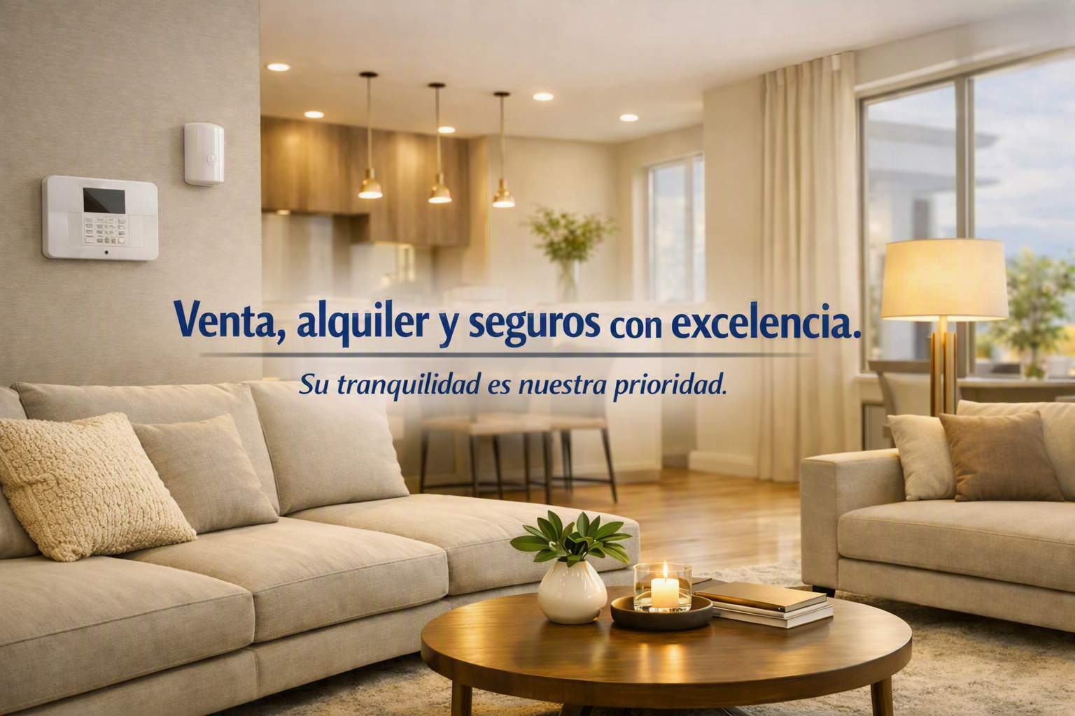 Salón con sistema de alarma. Venta, alquiler y seguros con excelencia; su tranquilidad es nuestra prioridad.